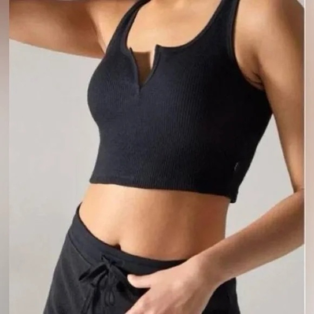 TNA Black Ribbed Crop Top